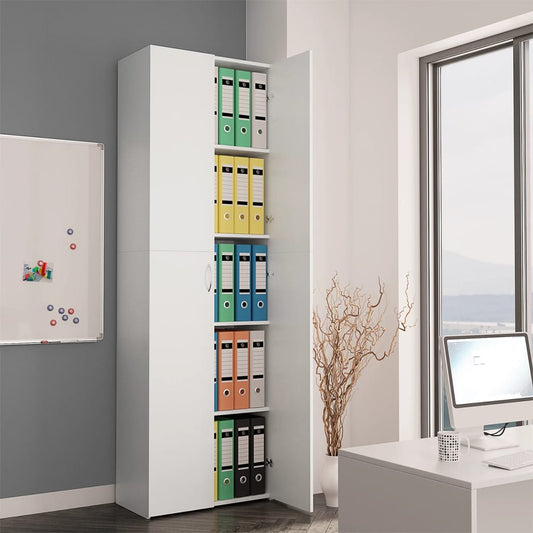 office cabinet, white, 60x32x190 cm, chipboard