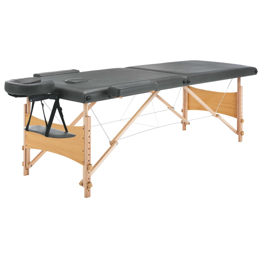 массажный стол, 2 части, 186x68см, деревянная рама, антрацитовый серый