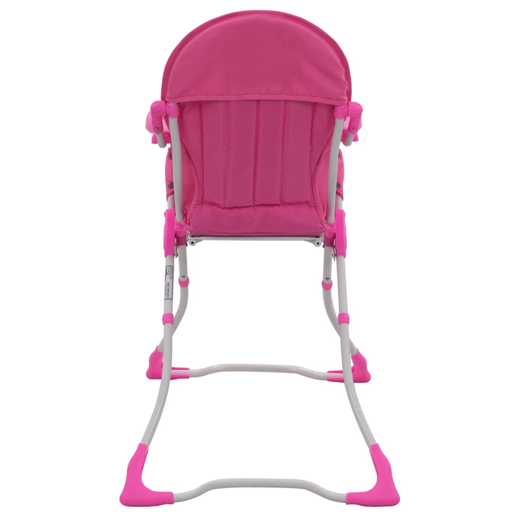 baby feeding chair, pink with white