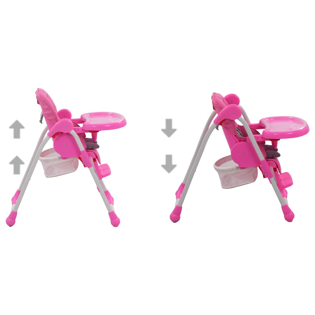 baby high chair, pink with gray