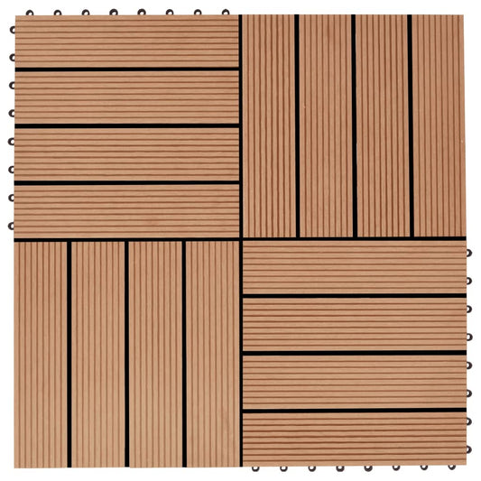 terrace tiles, 22 pcs., WPC, 30x30 cm, 2 m2, teak color