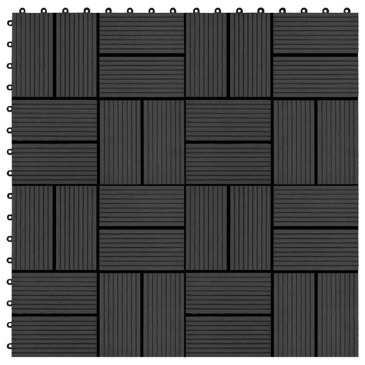 terrace tiles, 22 pcs., WPC, 30x30 cm, 2 m2, black