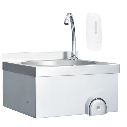 sink with faucet and soap dish, stainless steel