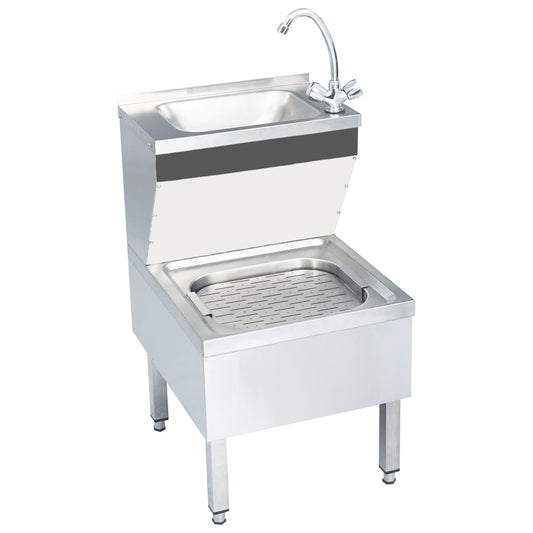 sink for washing hands, with faucet, stainless steel