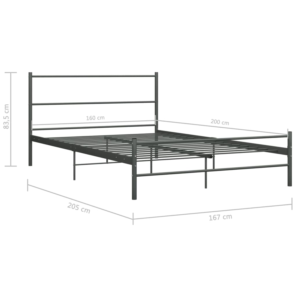 bed frame, gray metal, 160x200 cm