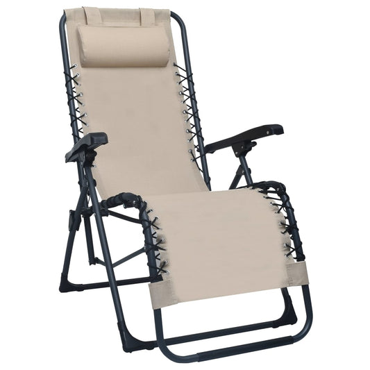 folding beach chair, cream textile