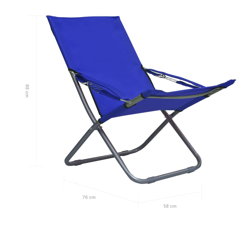 salokāmi pludmales krēsli, 2 gab., zils audums