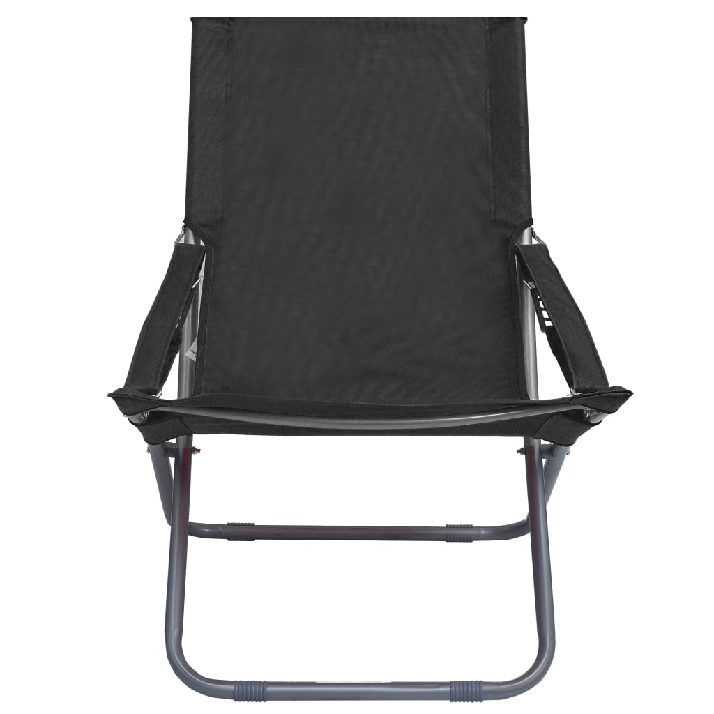 salokāmi pludmales krēsli, 2 gab., melns audums