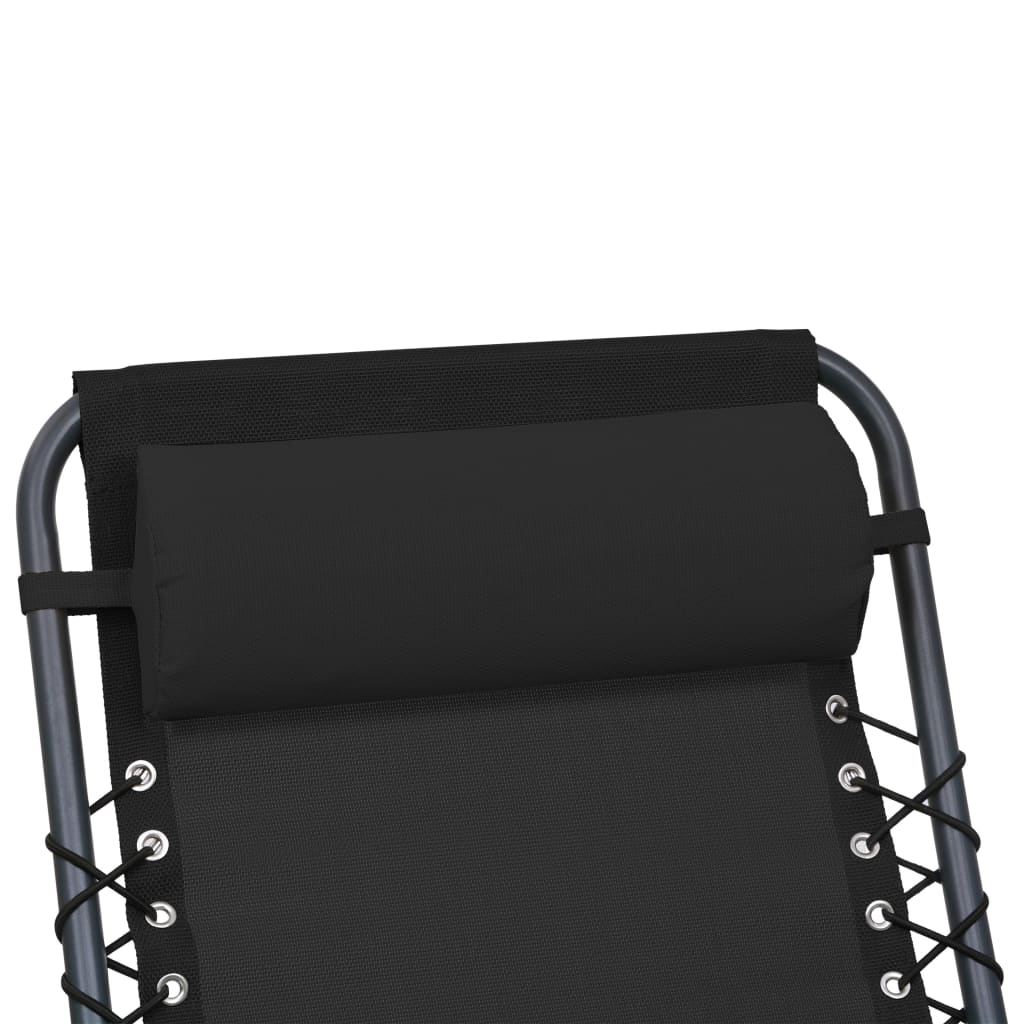 pludmales krēsla galvas balsts, 40x7,5x15 cm, melns tekstilēns