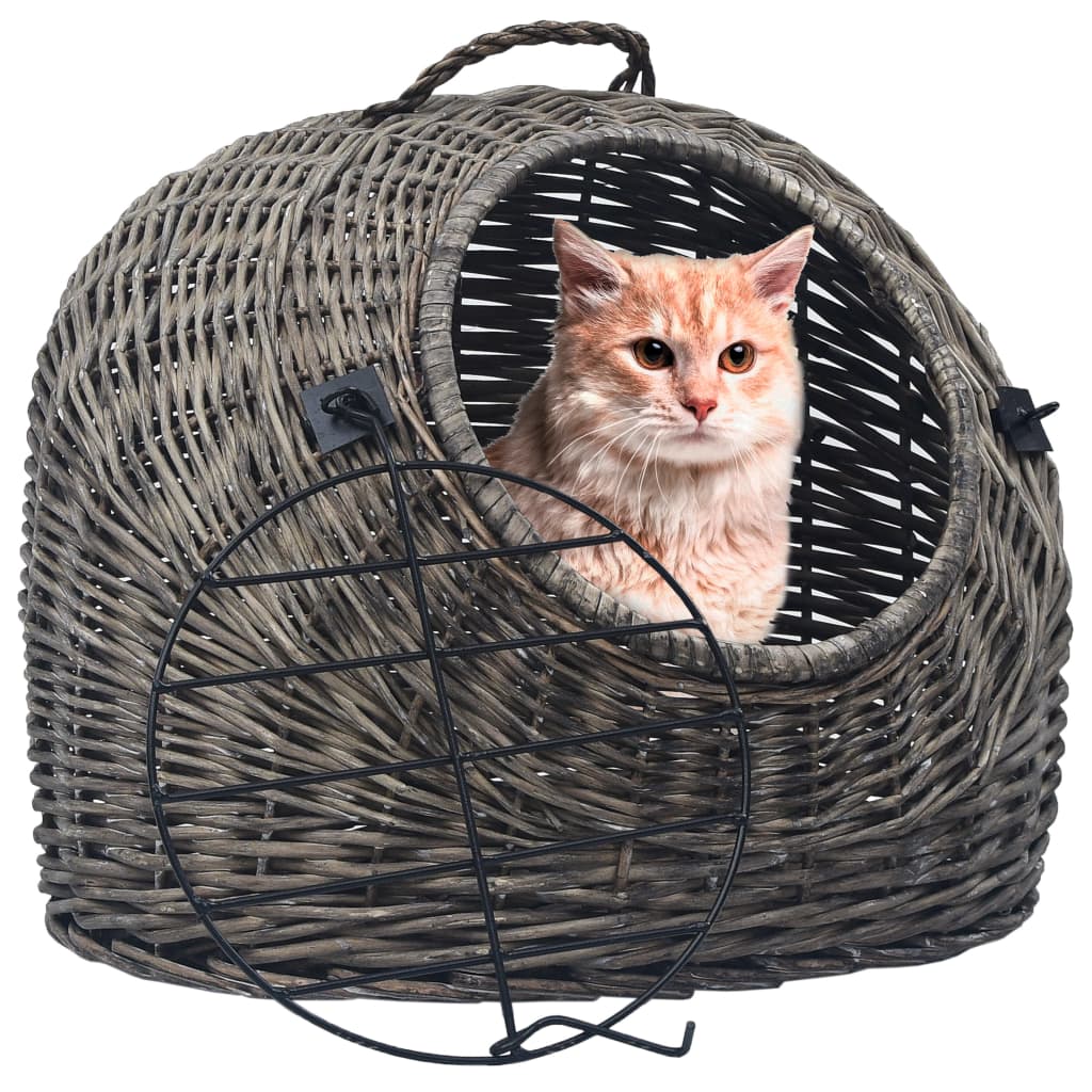 cat transport box, gray, 60x45x45 cm, natural willow