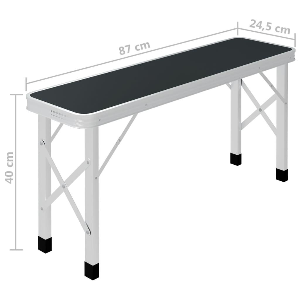 saliekams kempinga galds ar 2 soliem, pelēks alumīnijs - amshop.lv