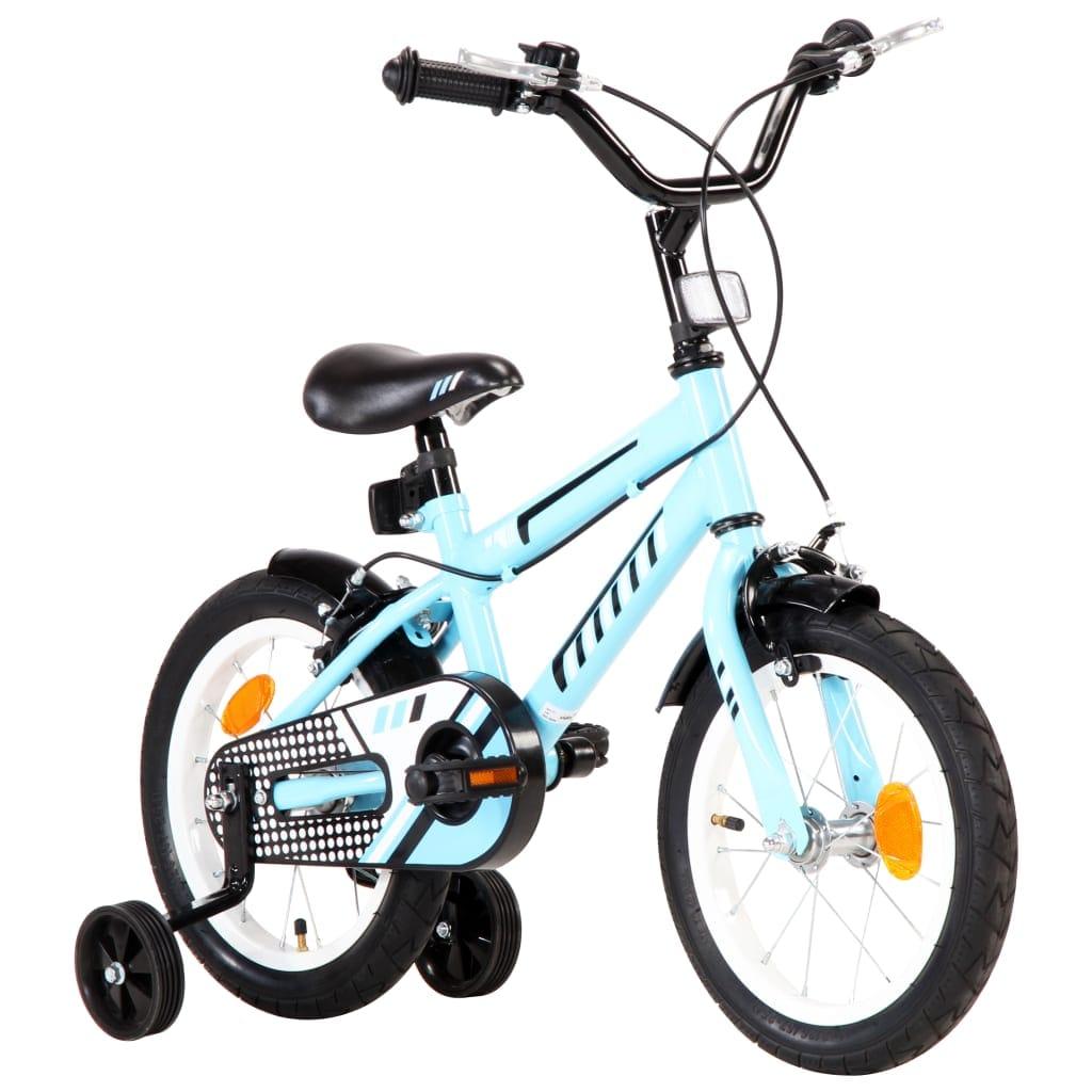 bērnu velosipēds, 14 collas, melns ar zilu - amshop.lv