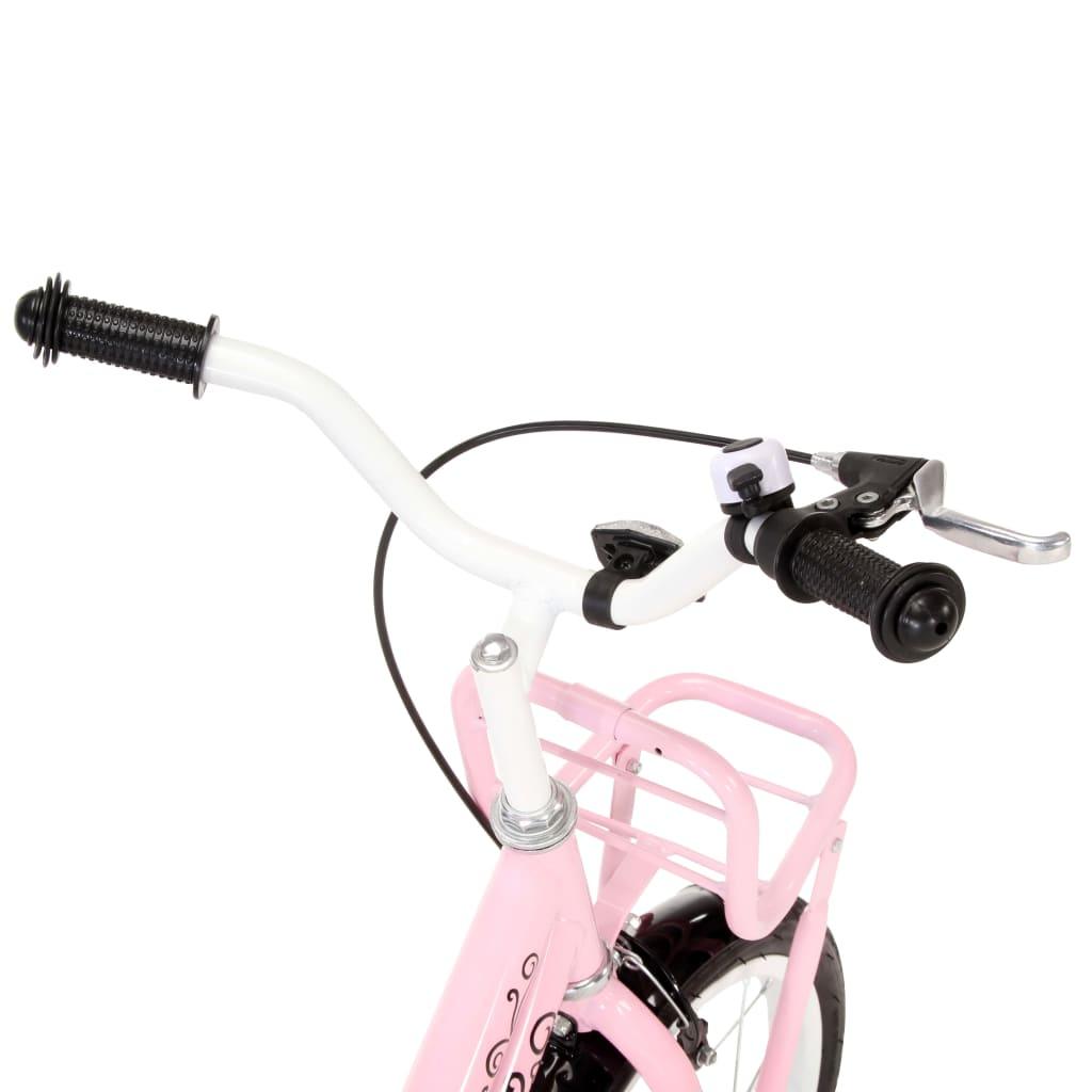 bērnu velosipēds ar priekšējo bagāžnieku, 14 collas, balts,rozā - amshop.lv