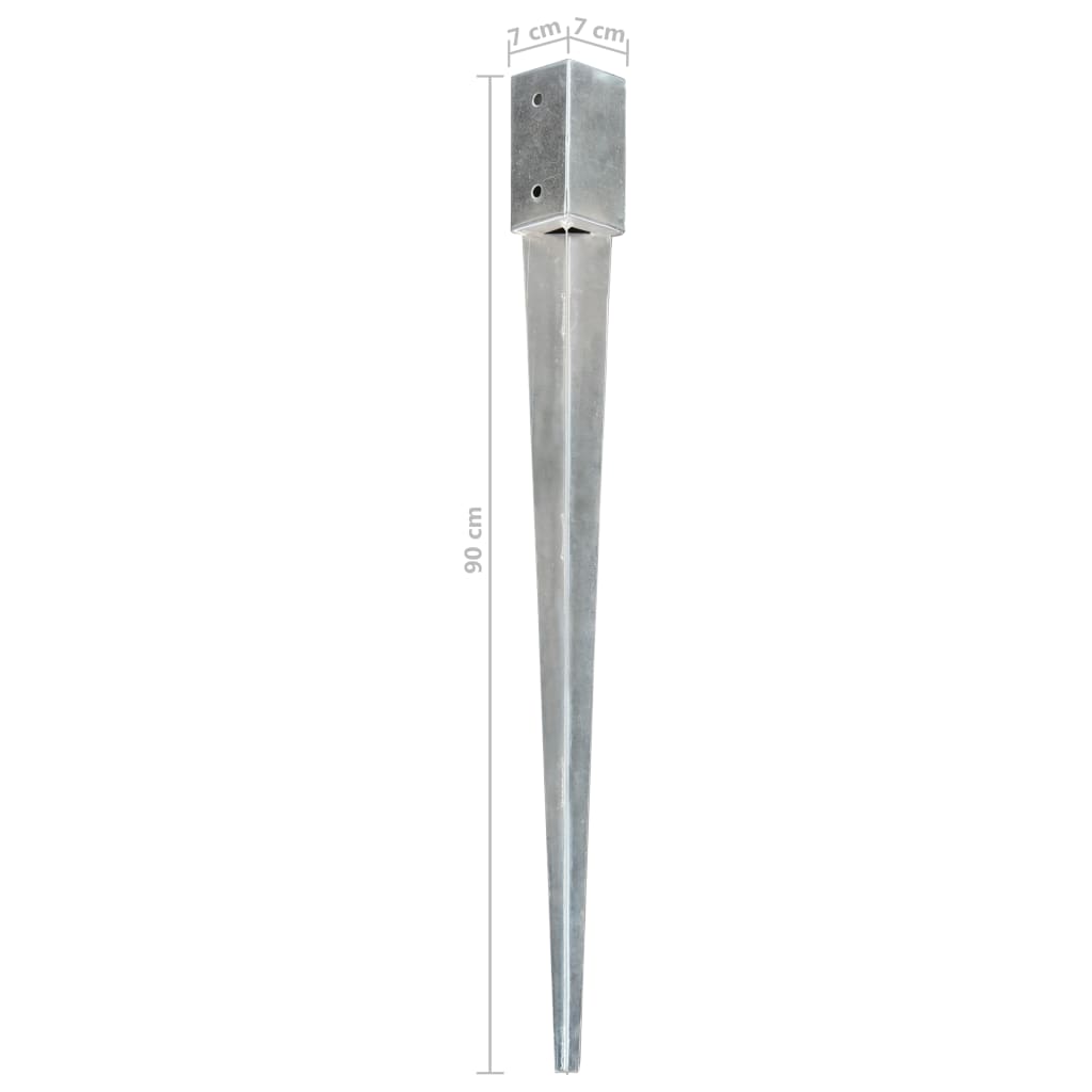 ground stakes, 12 pcs., silver color, 7x7x90 cm, steel
