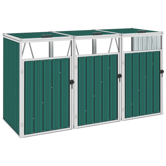 three-part canopy for waste containers, green, 213x81x121 cm
