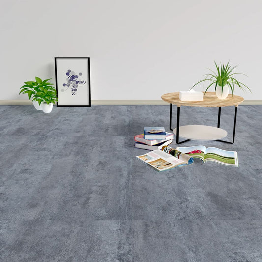 floor tiles, self-adhesive, 5.11 m², PVC, gray marble color