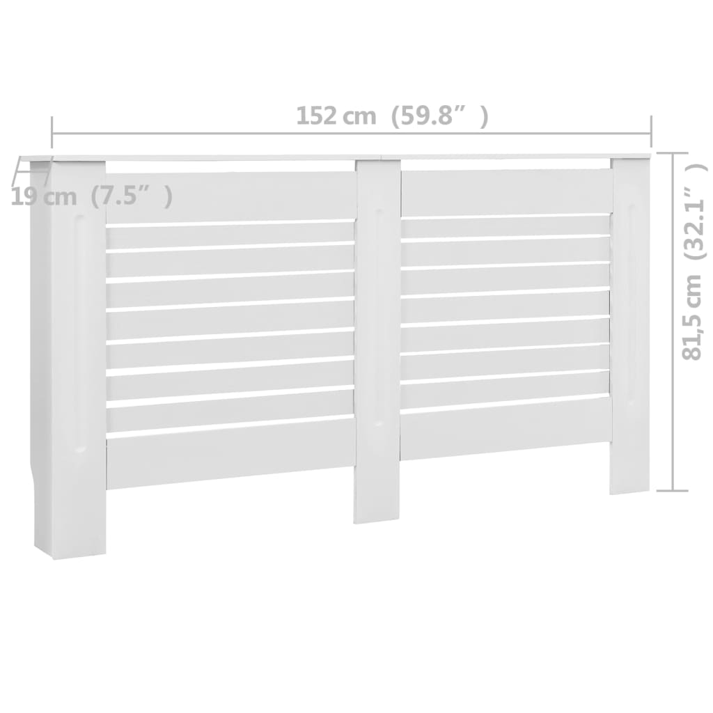 radiatora pārsegi, 2 gab., balti, 152x19x81,5 cm, MDF