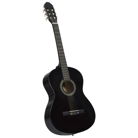 classical guitar for beginners, black, 4/4, 39", basswood