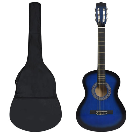 8-piece Classical Guitar for Kids and Beginners, Blue, 3/4, 36"