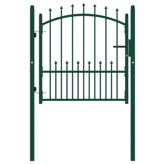 ворота заборные с шипами сверху, 100x100 см, зеленая сталь