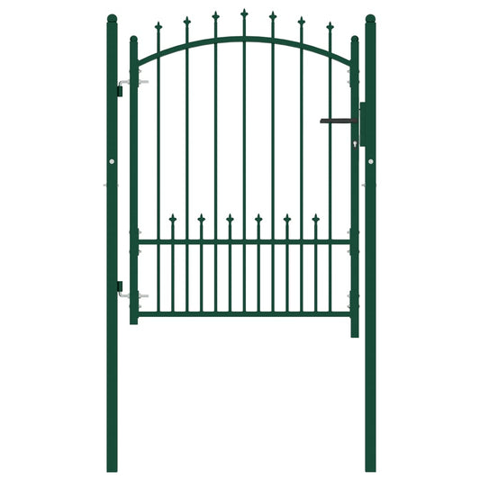 ворота с шипами сверху, 100x125 см, зеленая сталь