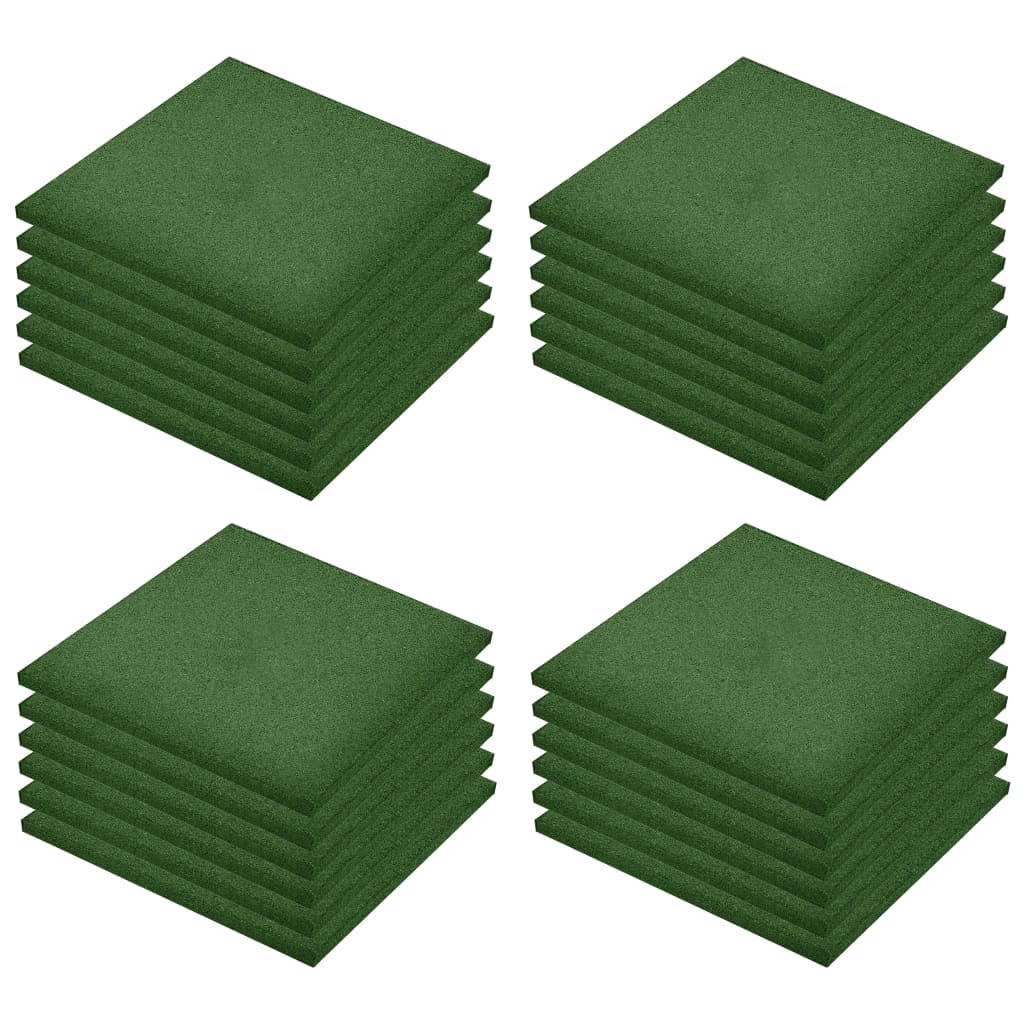 drošības flīzes, 24 gab., zaļas, 50x50x3 cm, gumija