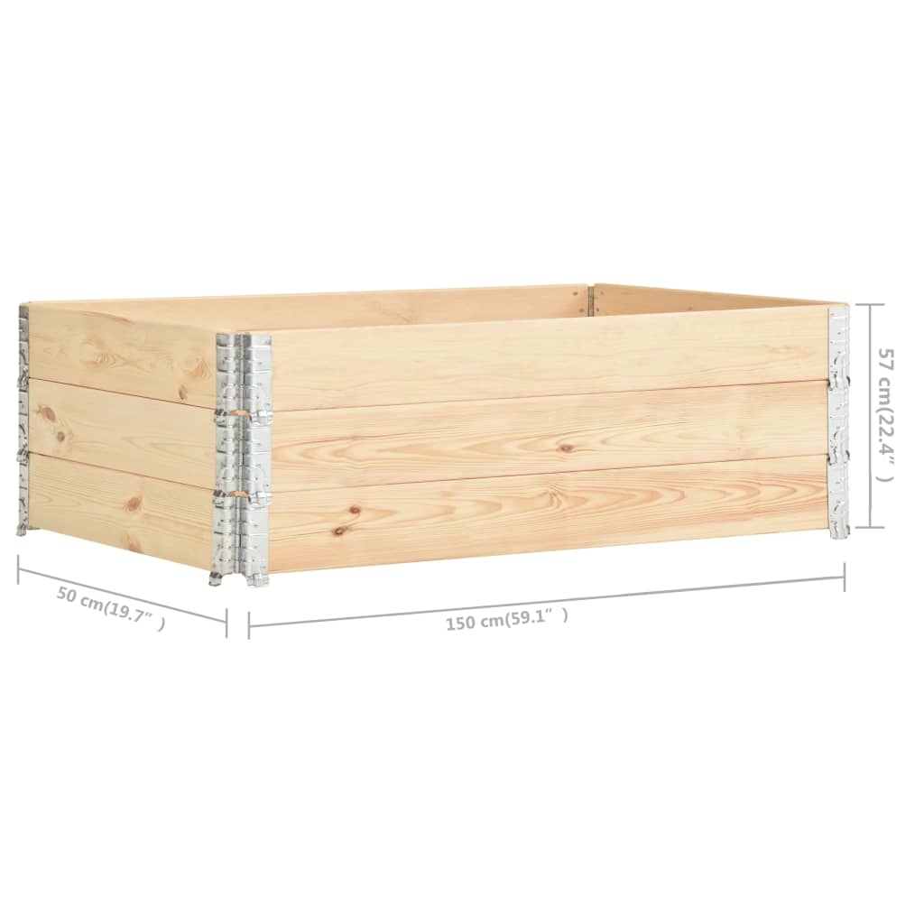 pallet edges, 3 pcs., 50x150 cm, solid pine wood