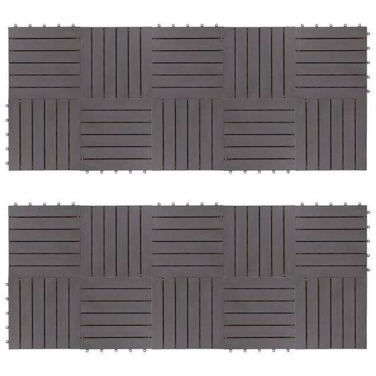 terrace tiles, 20 pcs., gray, 30x30 cm, solid acacia wood