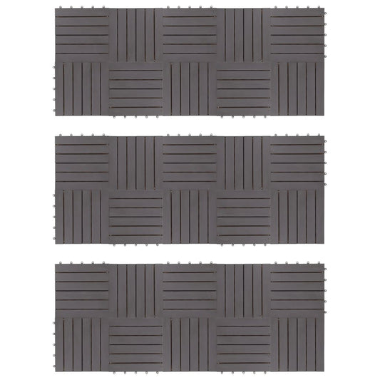 terrace tiles, 30 pcs., gray, 30x30 cm, solid acacia wood