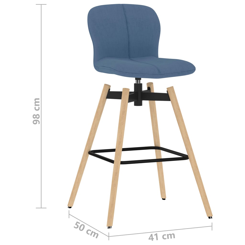grozāmi bāra krēsli, 2 gab., zils audums