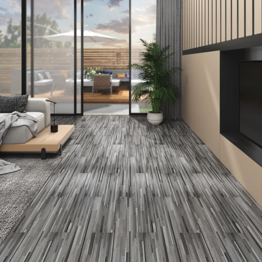 floor boards, self-adhesive, 5.02 m², 2 mm, striped gray PVC