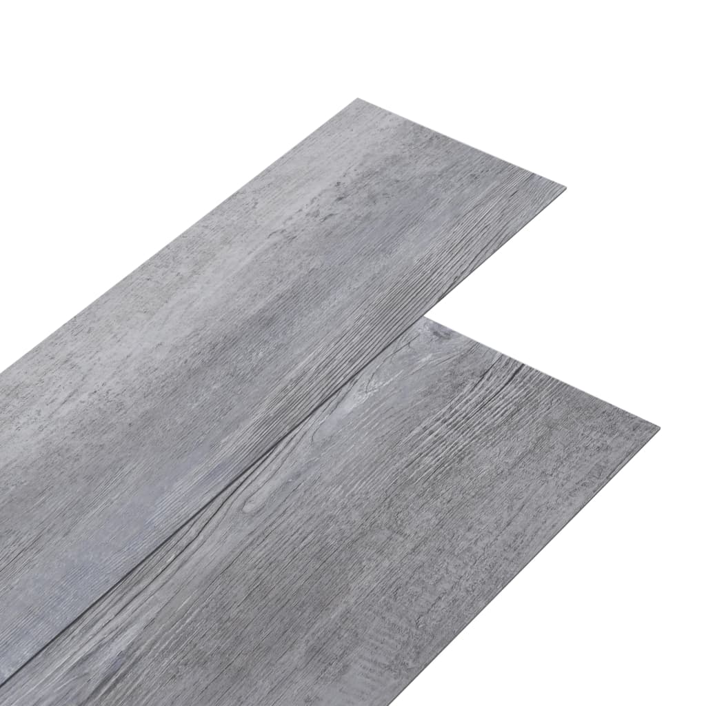 grīdas dēļi, pašlīmējoši, 5,02 m², 2mm, matēts pelēka koka PVC