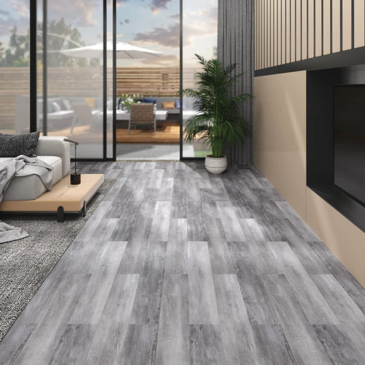 floor boards, self-adhesive, 5.02 m², 2mm, matt gray wood PVC