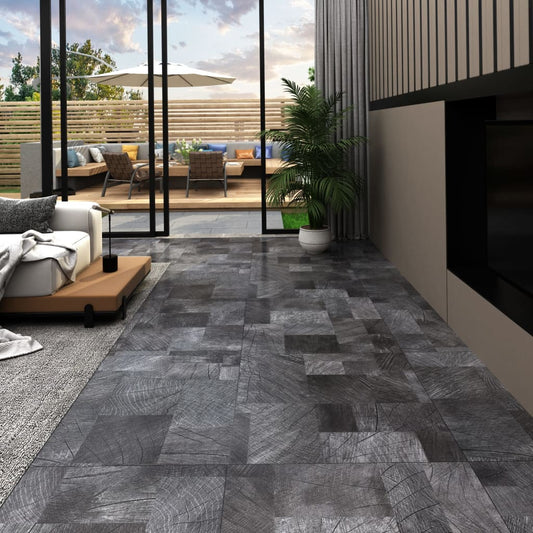 floor tiles, self-adhesive, 5.11 m², gray wood texture, PVC