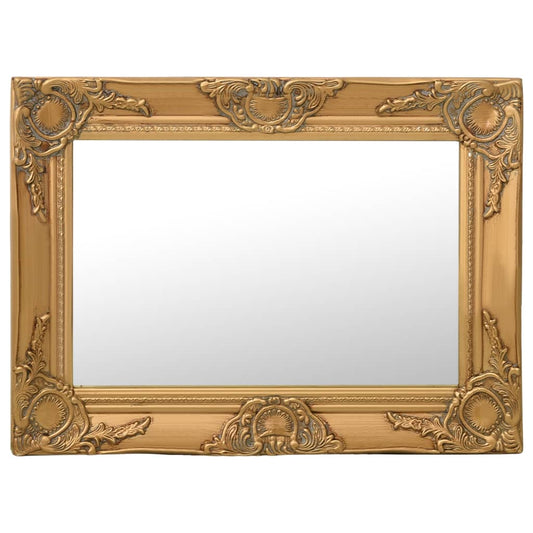 baroka stila sienas spogulis, 60x40 cm, zelta krāsā