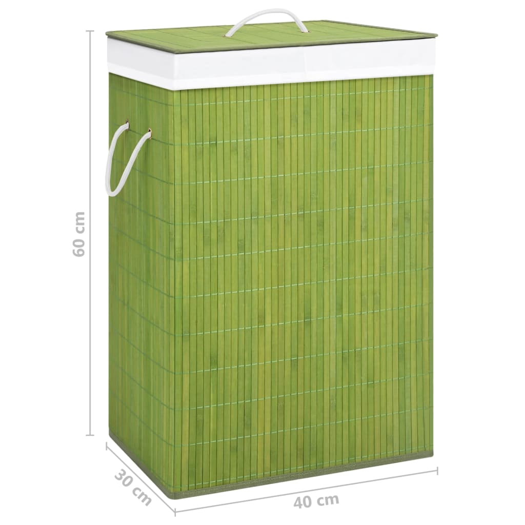 veļas grozs ar 2 nodalījumiem, bambuss, zaļš, 72 L