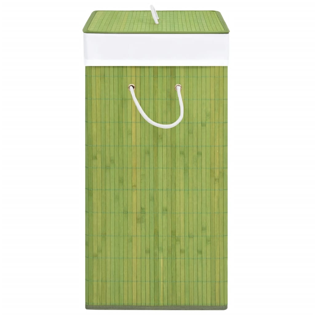 veļas grozs ar 2 nodalījumiem, bambuss, zaļš, 100 L