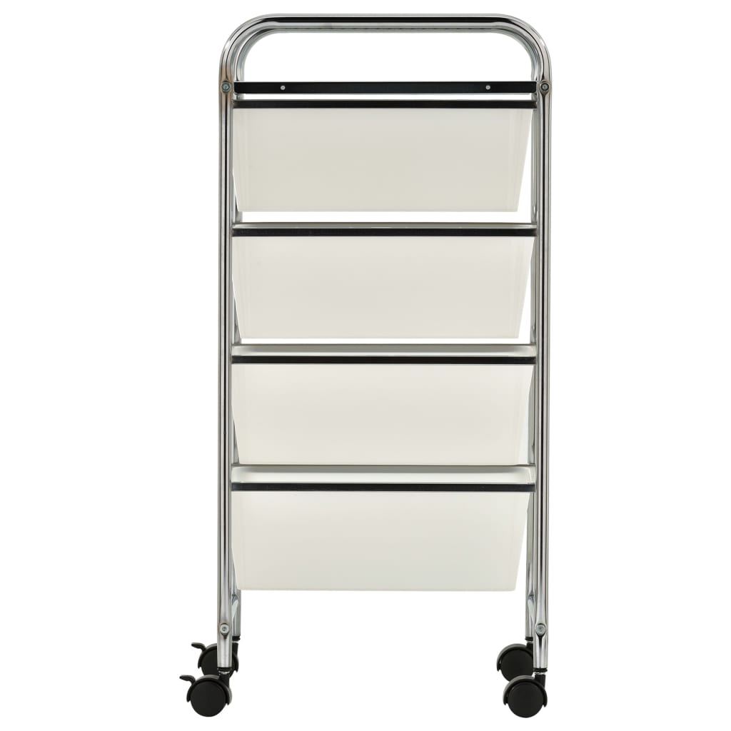storage trolley, 4 drawers, white plastic