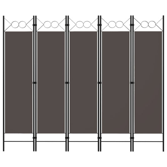 5-panel room curtain, anthracite gray, 200x180 cm