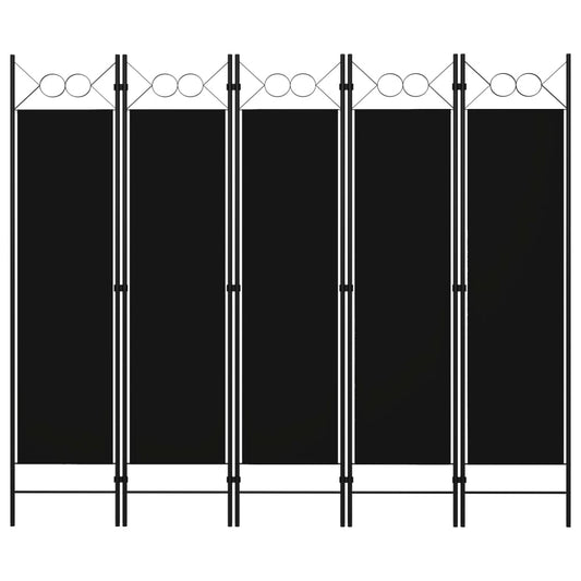 5-панельная комнатная занавеска, черная, 200x180 см