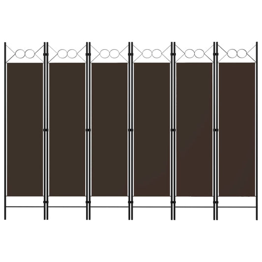 Комнатная штора из 6 панелей, коричневая, 240x180 см