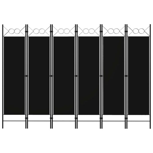 6-панельная комнатная штора, черная, 240x180 см