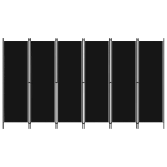 Комнатная штора из 6 панелей, черная, 300x180 см