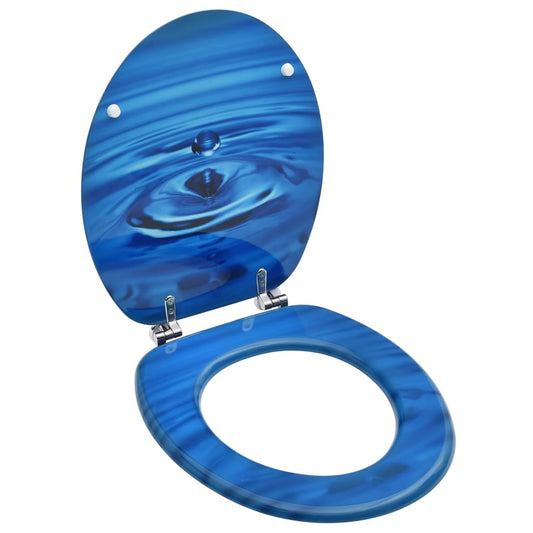 toilet seat with lid, MDF, blue, water drop design