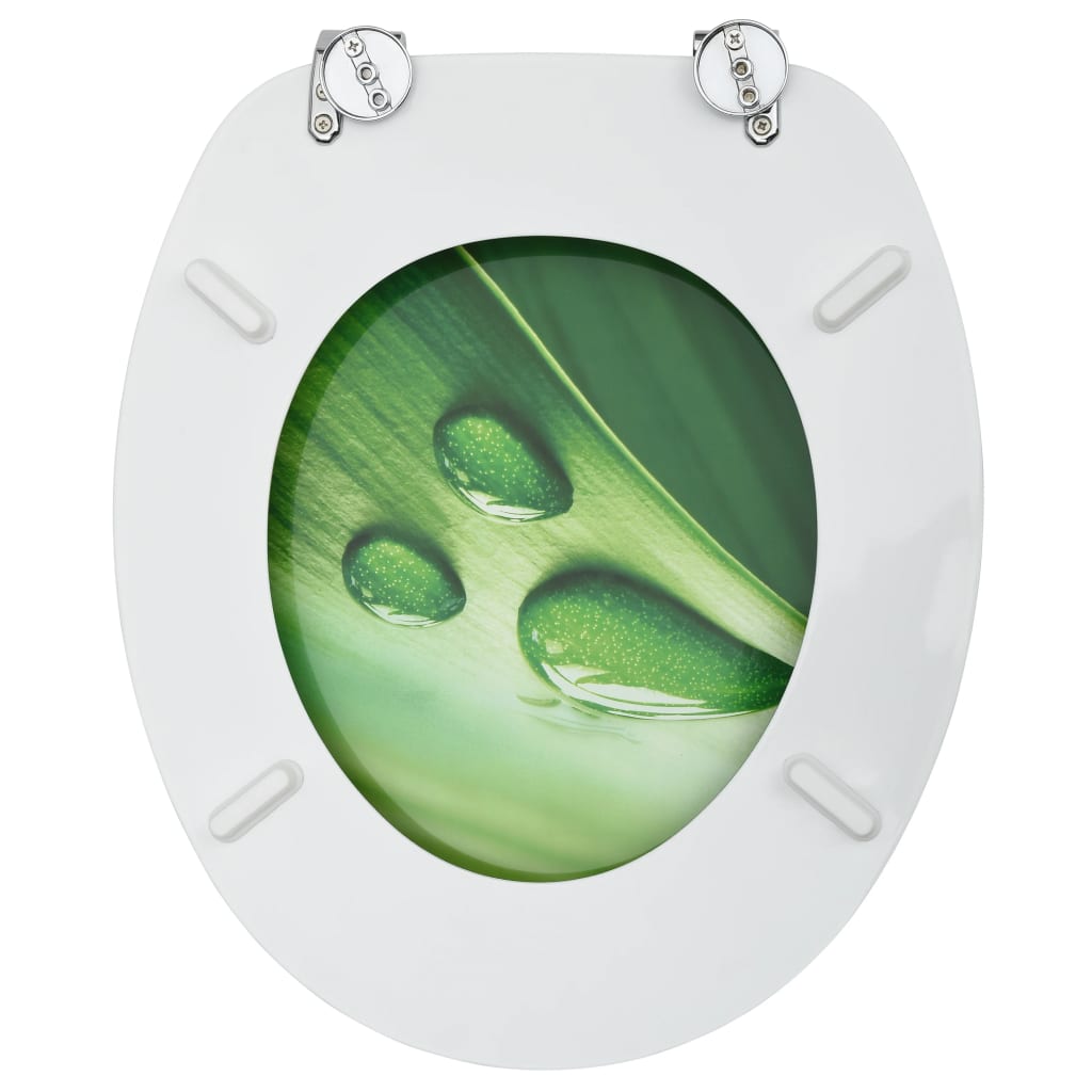 tualetes poda sēdeklis ar vāku, MDF, zaļš, ūdens lāšu dizains