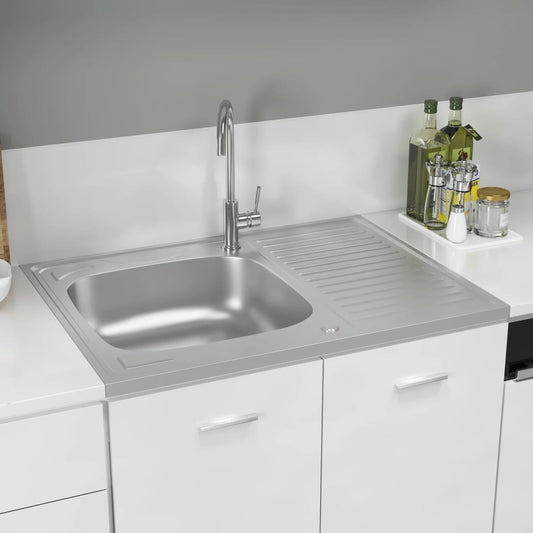 kitchen sink, 800x600x155 mm, stainless steel