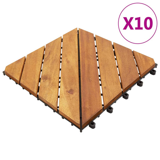 terrace tiles, 10 pcs., 30x30 cm, solid acacia wood