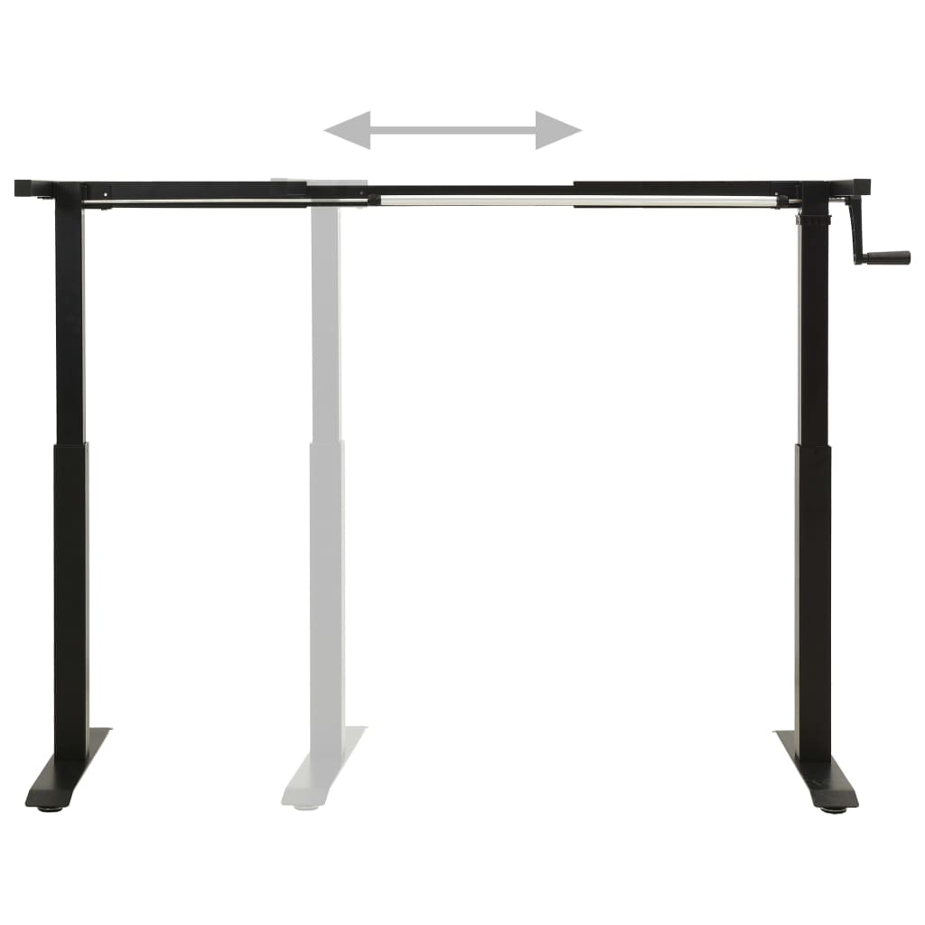 table frame, manually adjustable height, with hand crank, black