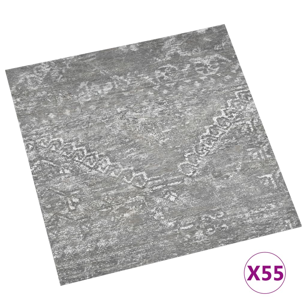 grīdas flīzes, 55 gab., pašlīmējošas, 5,11 m², PVC, pelēkas