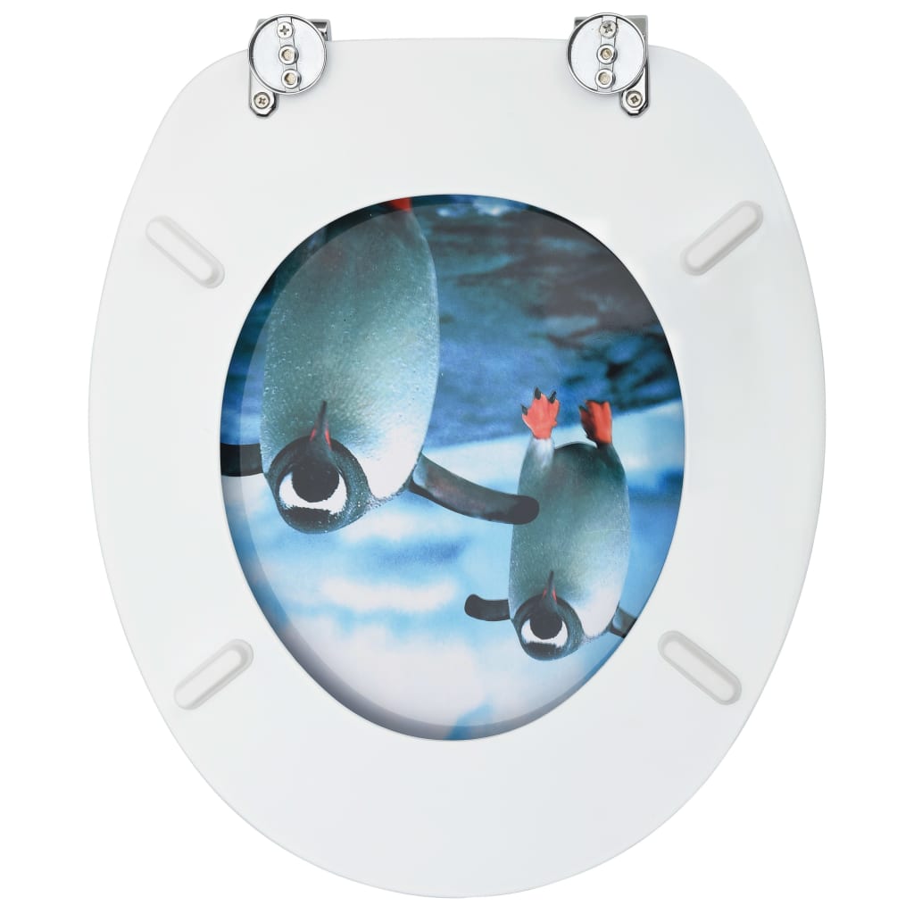 tualetes poda sēdekļi ar vāku, 2 gab., MDF, pingvīnu dizains
